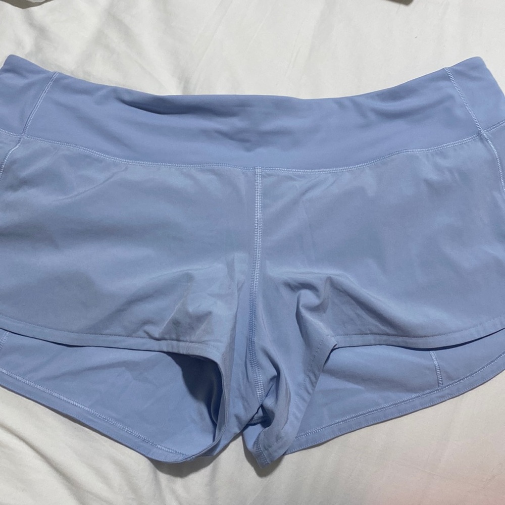 LuluLemon Speed it Up Shorts - light blue 2.5”